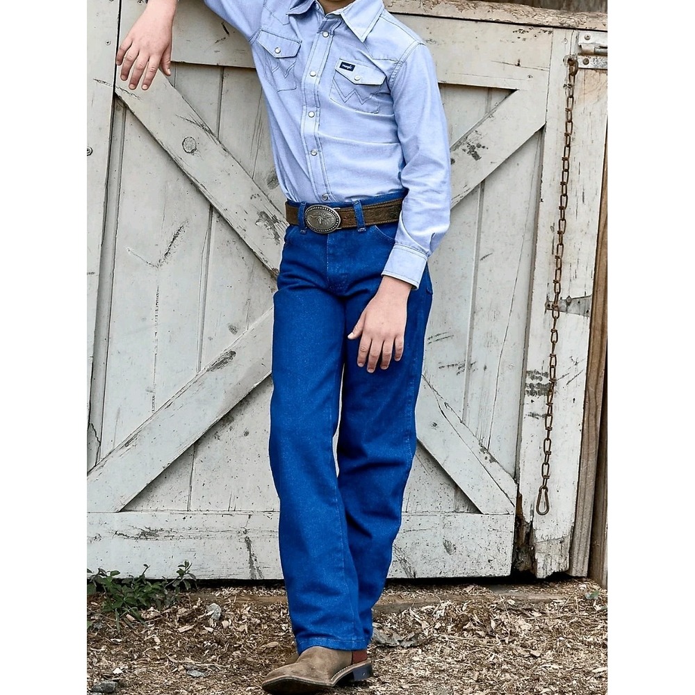 Wrangler Boys Cowboy Cut Original Fit Jeans Dark Wash 13MWZBP Size 12 Husky
